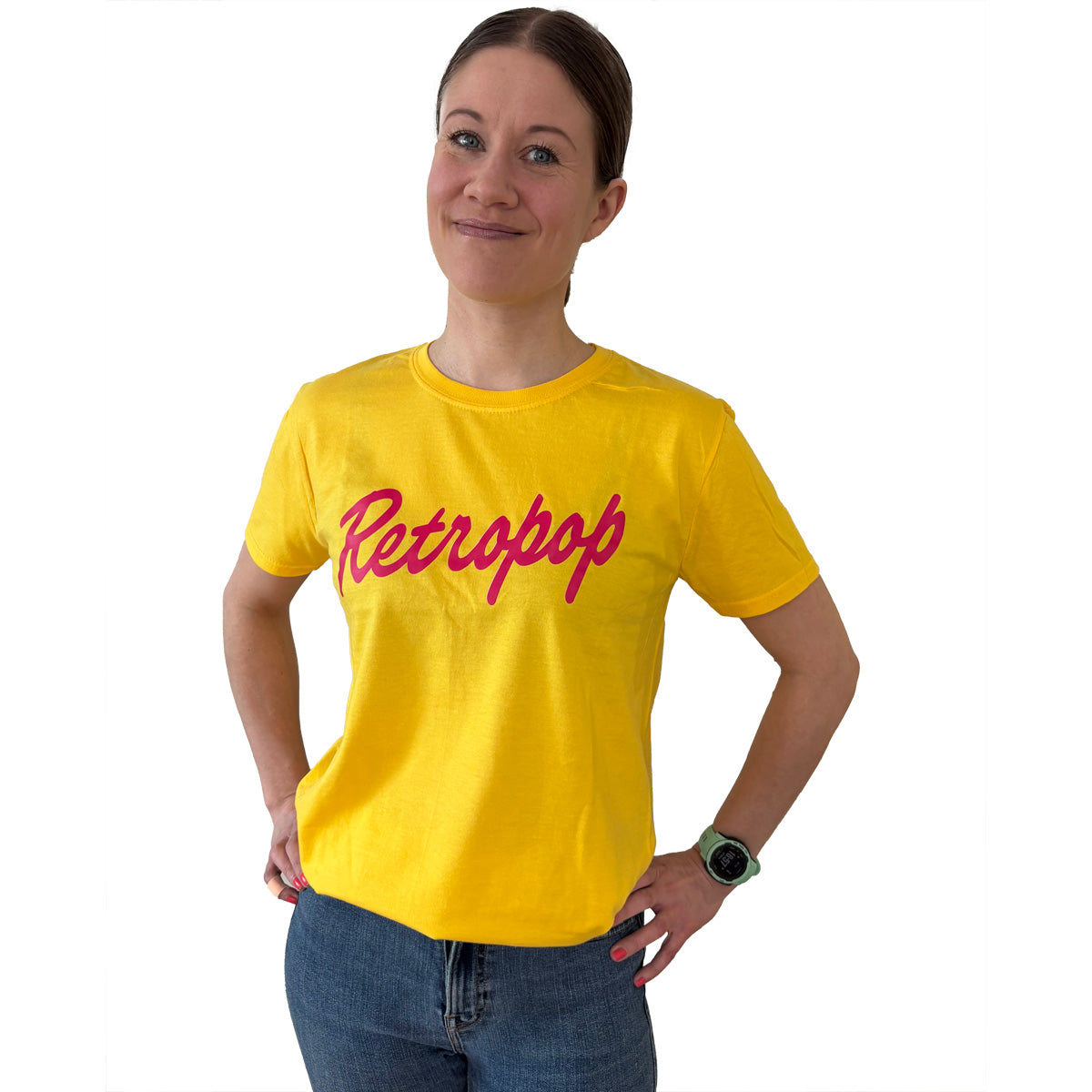 T-paita Retropop keltainen/pinkki